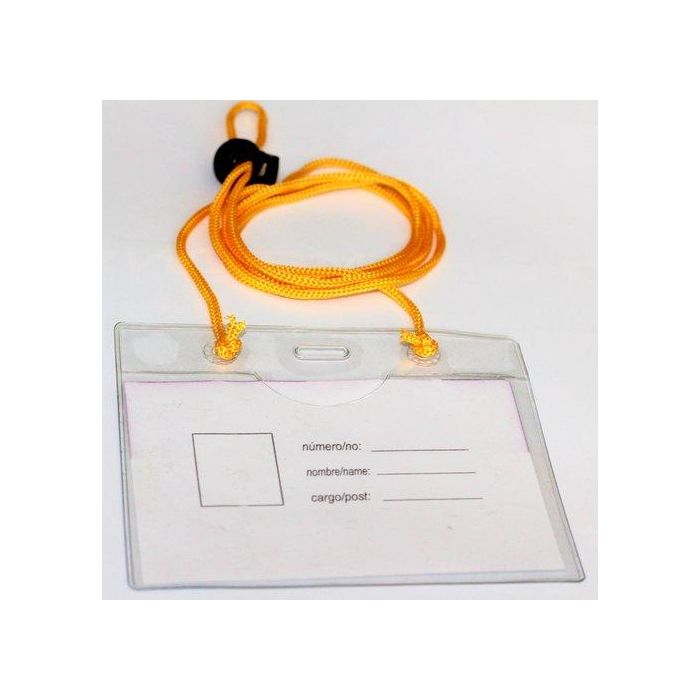 Funda Distintivo Iberplas Pvc 200Μ Pl.Nj.Con Cordon Ajustable 65X105Mm Paquete De 50