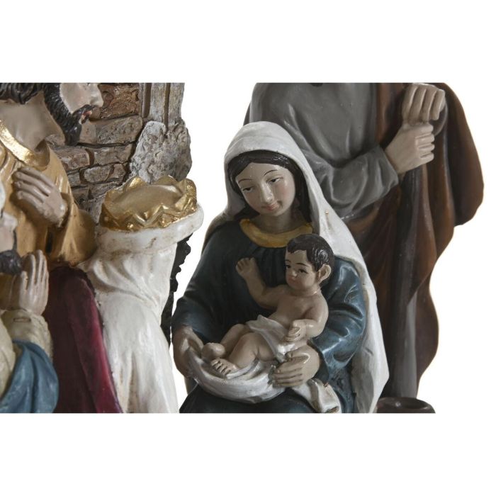 DKD Home Decor Nacimiento de Navidad Tradicional en Resina Multicolor | 8.5 cm Largo x 20.5 cm Ancho x 20.5 cm Alto