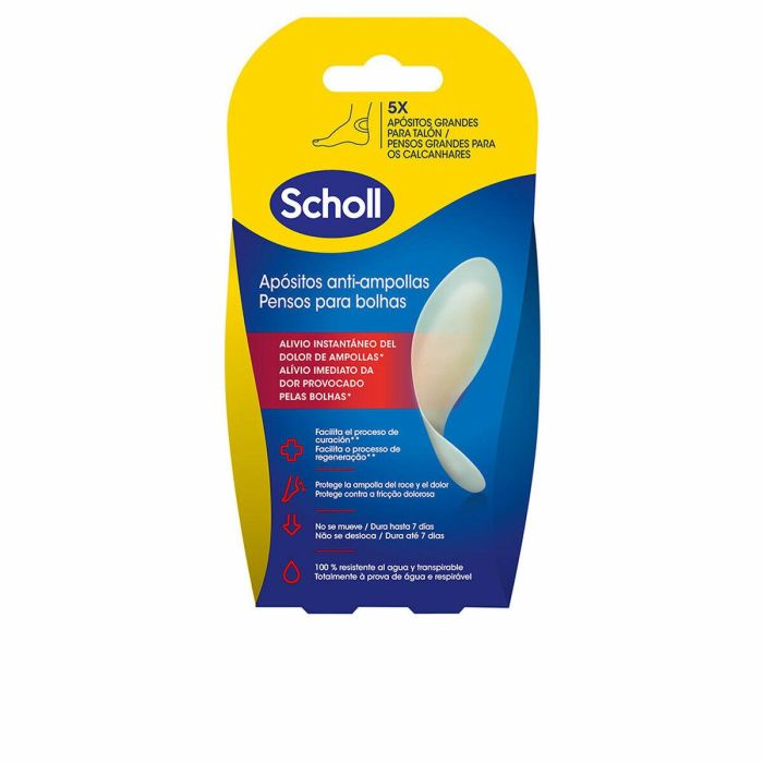 Scholl Apósitos anti-ampollas grandes 5 unidades – Alivio instantáneo del dolor y protección hasta 7 días