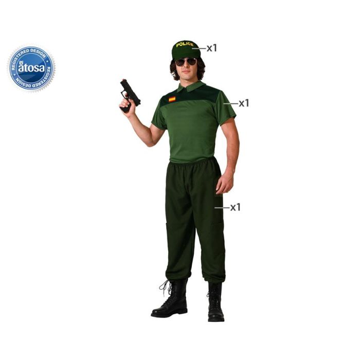 Disfraz Guardia Civil Camiseta Verde Hombre Adulto XS-S Disfraz Guardia Civil Camiseta Verde Hombre Adulto XS-S