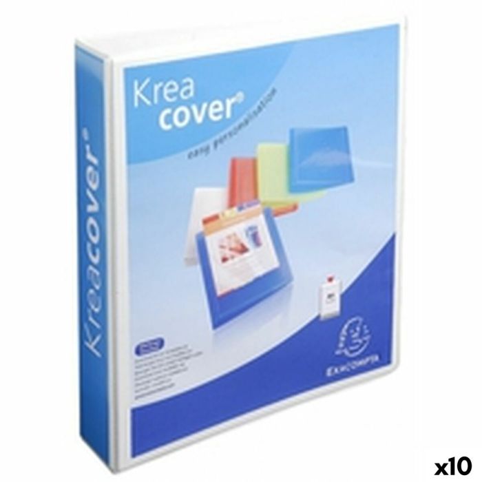 Carpeta de anillas Exacompta KREACOVER Blanco A4+ (10 Unidades) 1 Carpeta de anillas Exacompta KREACOVER Blanco A4+ (10 Unidades) 1