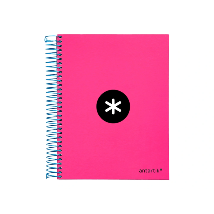Antartik Cuaderno espiral A5 micro 120 hojas 90 gr liso con bandas color rosa fluor 1