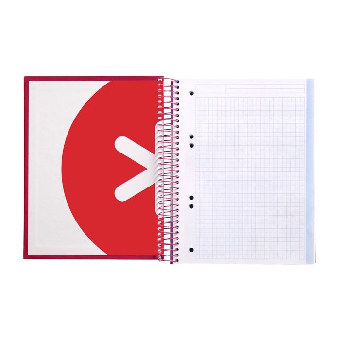 Cuaderno Espiral A5 Micro Antartik Tapa Forrada120H 90 gr Cuadro 5 mm 5 Bandas6 Taladros Color Frambuesa 6