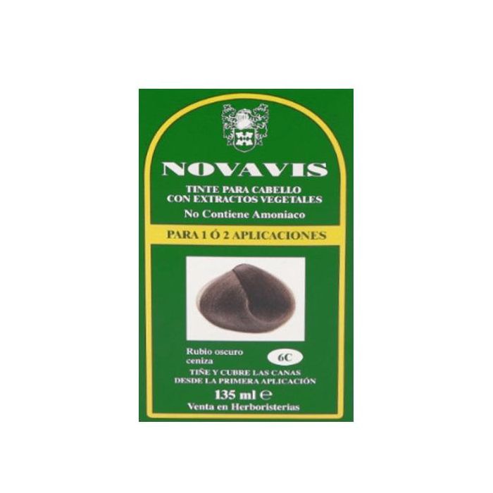 Novavis 6C Tinte Rubio Oscuro Ceniza para Cabello con Extractos Vegetales sin Amoníaco 135ml