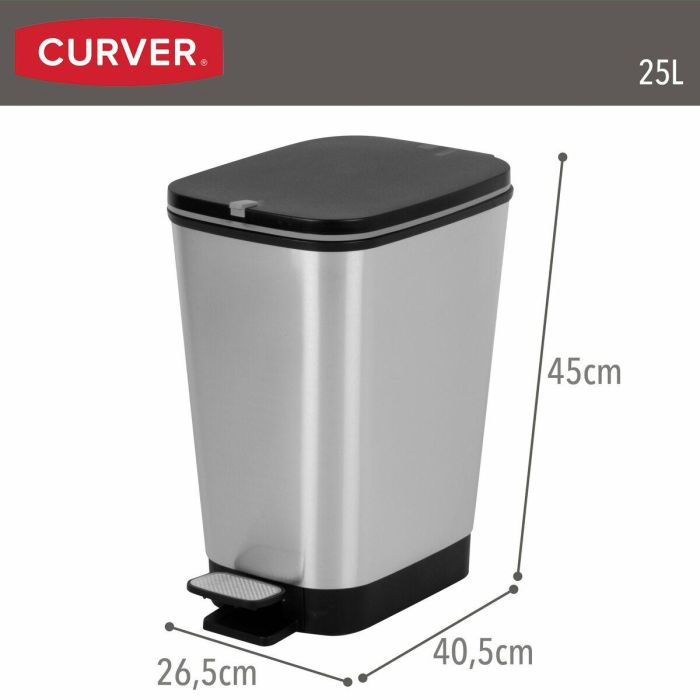 Cubo de basura Curver Gris Plástico 25 L (4 Unidades) 3 Cubo de basura Curver Gris Plástico 25 L (4 Unidades) 3
