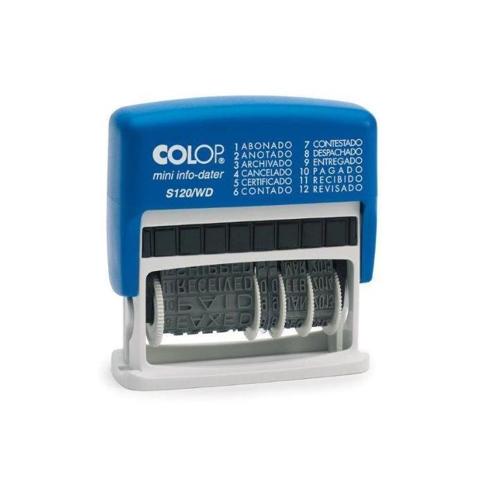Colop Sello Printer S120-Wd 4 mm Formula-Fecha Español Azul-Bicolor