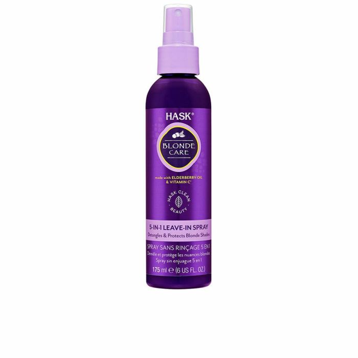 Hask BLONDE CARE 5-in-1 Spray Sin Aclarado para Cabello Rubio, Tratamiento Hidratante, Desenredante y Protección Térmica 175 ml
