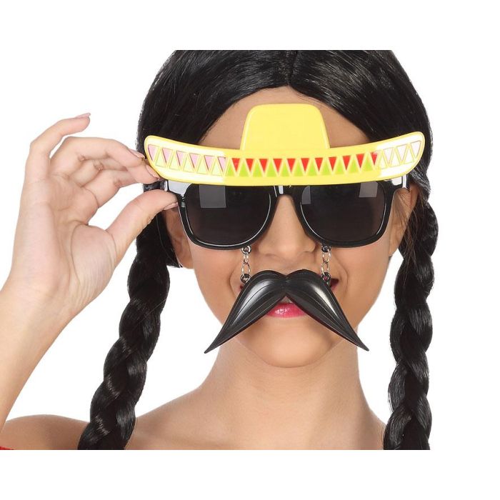 Gafas Carnaval México Con Bigote Negro Amarillo Adulto