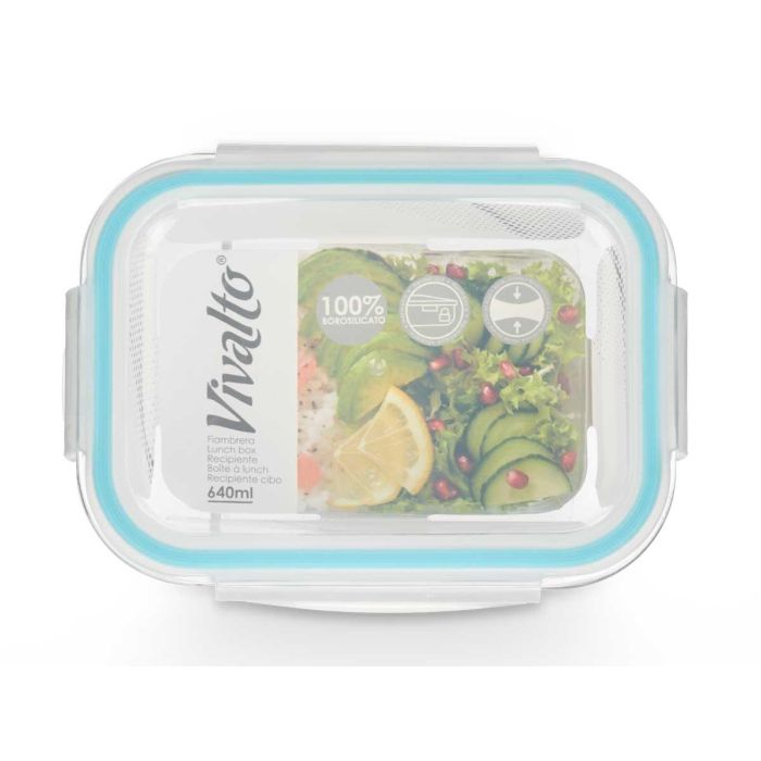 Fiambrera de Vidrio Borosilicato Hermética 640 ml Vivalto 17.7x6.5x13.2 cm (24 Unidades) 2 Fiambrera de Vidrio Borosilicato Hermética 640 ml Vivalto 17.7x6.5x13.2 cm (24 Unidades) 2
