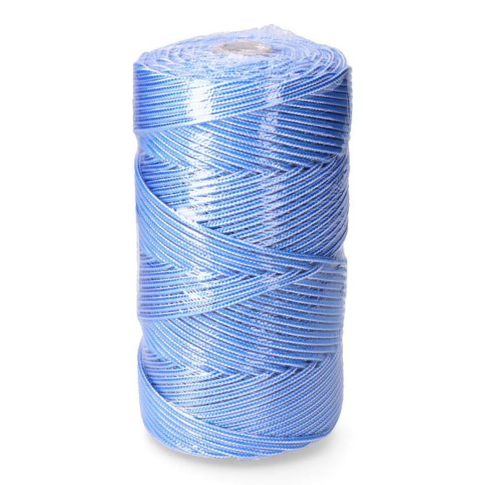 Edm Cordón trenzado polipropileno azul / blanco, calibre 5 mm x 200 m, alta tenacidad, resistente a UV y químicos, flotabilidad 2