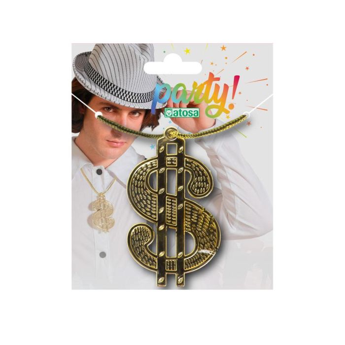 Collar Dorado Con Triple Símbolo De Dólar Estilo Hip Hop - Perfecto para eventos temáticos y shows 1