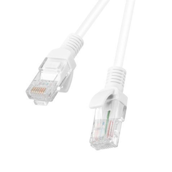 Lanberg Cable de Red Latiguillo Ethernet Cat.6 U/UTP, 300 cm Blanco, Conductor CCA, Calibre AWG 26 para Alta Velocidad