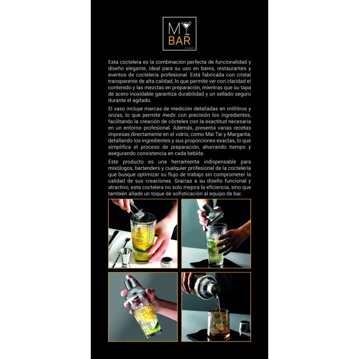Coctelera My Bar de vidrio con tapa de acero 650 ml - Inde (12 Unidades) 4 Coctelera My Bar de vidrio con tapa de acero 650 ml - Inde (12 Unidades) 4