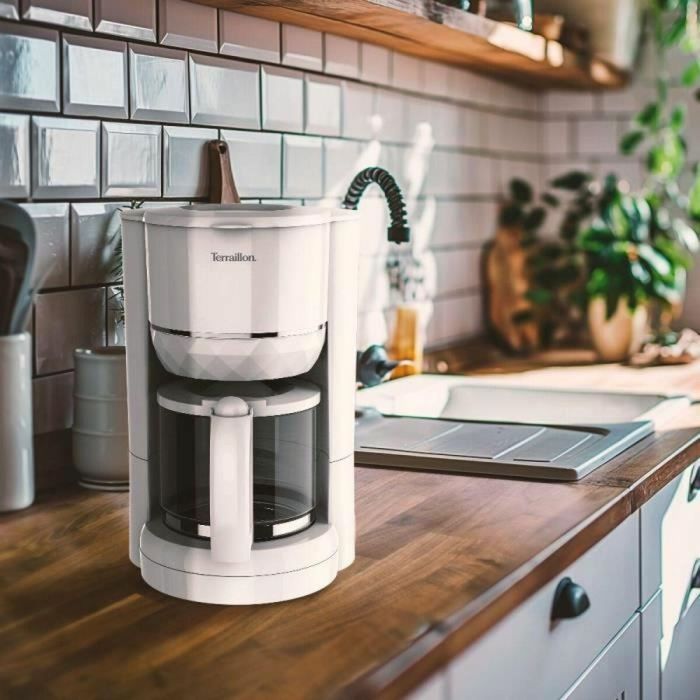 Terraillon Cafetera de filtro 15353 DIAMANT Blanca 1,25L 980W Jarra de cristal Mantiene el calor 4