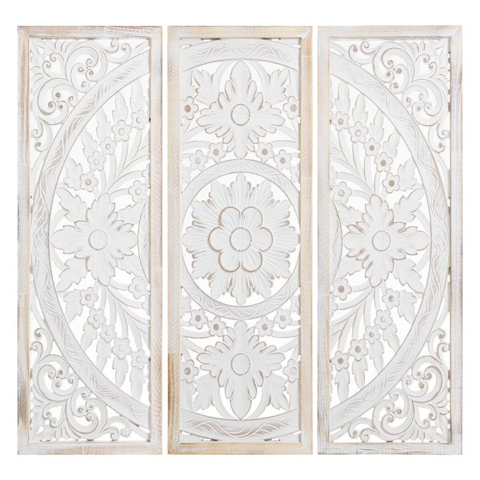 Retablo decorativo Alexandra House Living Blanco Madera 90 x 90 x 2 cm 3 Unidades 1