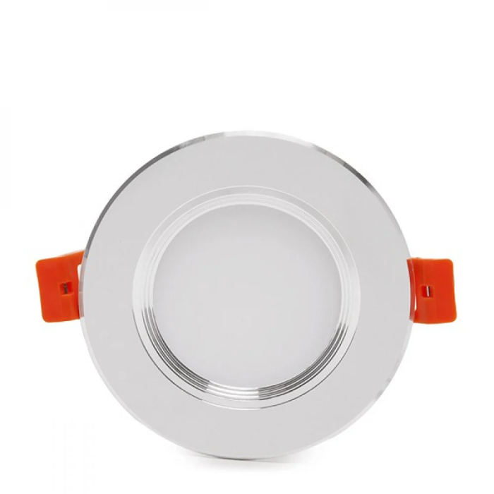 Foco Downlight LED 5W 400Lm 4200ºK Aro Plateado PCE-DL5W-P-W 40.000H 3
