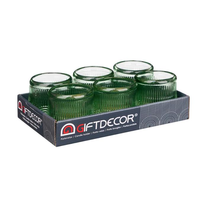 Portavelas Círculo Raya Grande Verde Giftdecor 9x9.5x9 cm Cristal (12 Unidades) 2 Portavelas Círculo Raya Grande Verde Giftdecor 9x9.5x9 cm Cristal (12 Unidades) 2