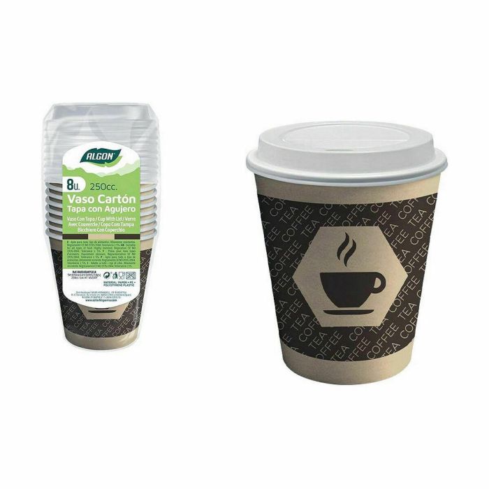 Set de Vasos Algon Cartón Café 8 Piezas 250 ml (36 Unidades) 1 Set de Vasos Algon Cartón Café 8 Piezas 250 ml (36 Unidades) 1