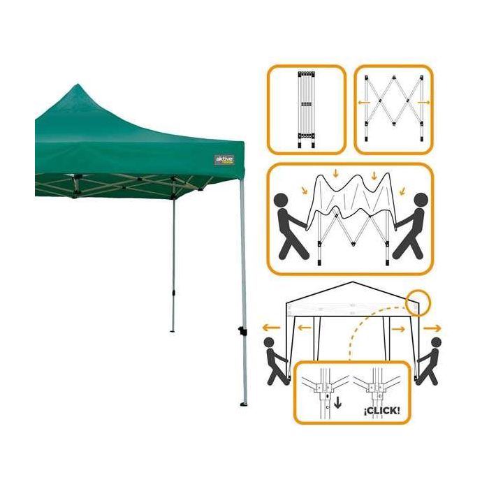 Cenador plegable verde altura ajustable 300x300x220 cm 3 Cenador plegable verde altura ajustable 300x300x220 cm 3