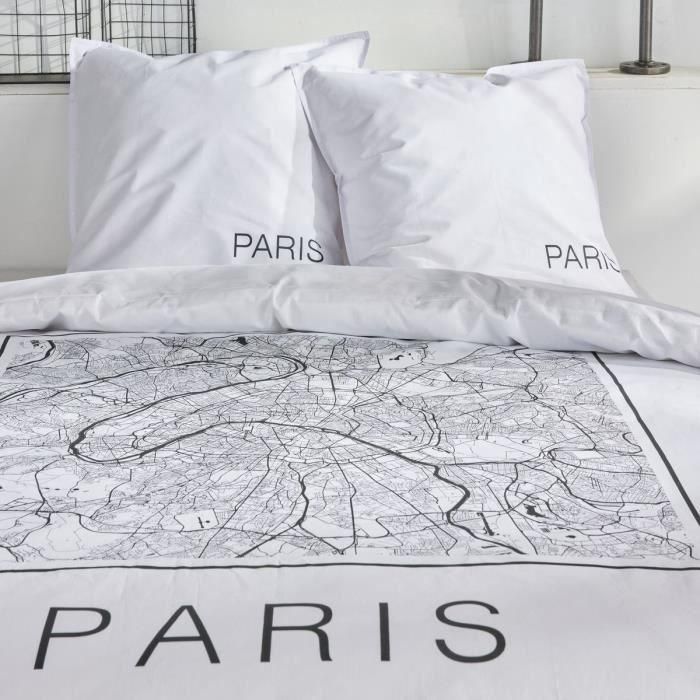 Juego de cama - HOY - JAVA - 2 personas - 240x220 cm - Algodón - Estampado París - Blanco 2 Juego de cama - HOY - JAVA - 2 personas - 240x220 cm - Algodón - Estampado París - Blanco 2