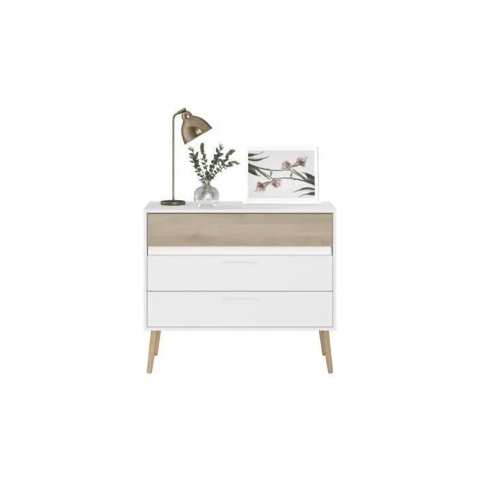 Parisot Cómoda AALBORG3500CO3T 3 cajones Blanco Estilo escandinavo 90,8 x 40 x 77,5 cm 4