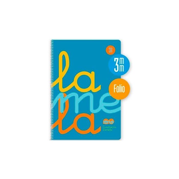 Lamela Cuaderno Espiral Folio 80H 90g Cuadrovía 3mm con Margen Cubierta PP Azul Fluorescente (5 Unidades) (5 Unidades)