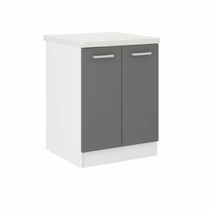 Ultra Gabinete de Cocina Base con Encimera Incluida, Gris, L 60 cm, 2 Puertas, 1 Estante, Melamina, Fabricación Europea