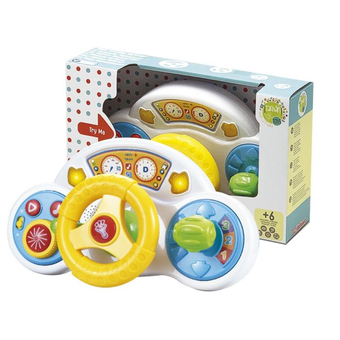 Tachan Ls6211 Volante Musical de Juguete para Bebé con Actividades, Sonidos de Coche, Luces y Botones, +6 meses, Pilas Incluidas
