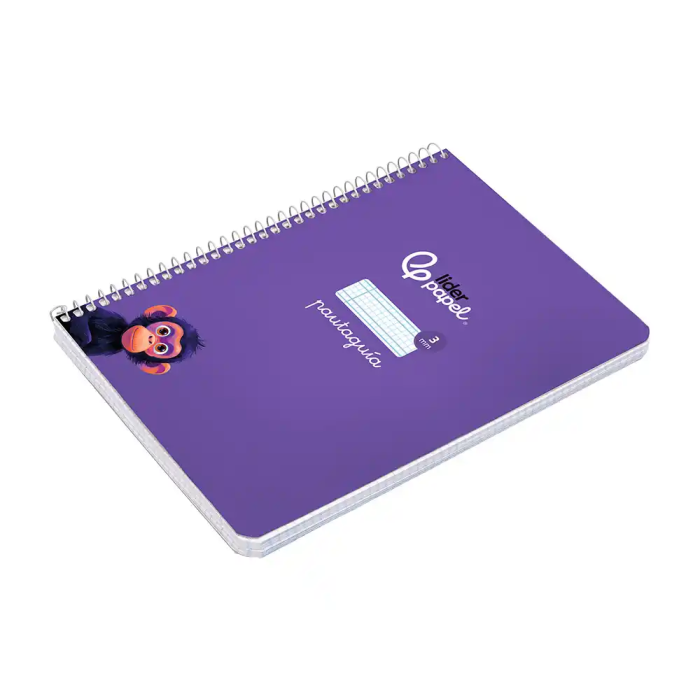Liderpapel Cuaderno espiral A5, tapa dura, 80 hojas, cuadro pautado 3mm, color lila 4