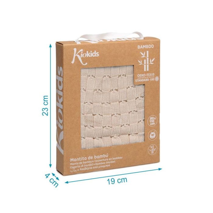 KioKids Manta de Bambú 100% para Bebé Recién Nacido, Beige, Térmica, Antihumedad, Certificado OEKO-TEX, Tamaño 80 x 110 cm