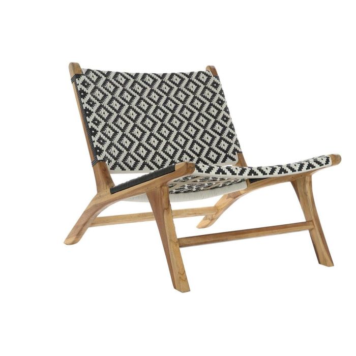 Silla de Jardín DKD Home Decor Blanco Negro Natural PVC Teca 65 x 80 x 68 cm 0 Silla de Jardín DKD Home Decor Blanco Negro Natural PVC Teca 65 x 80 x 68 cm 0