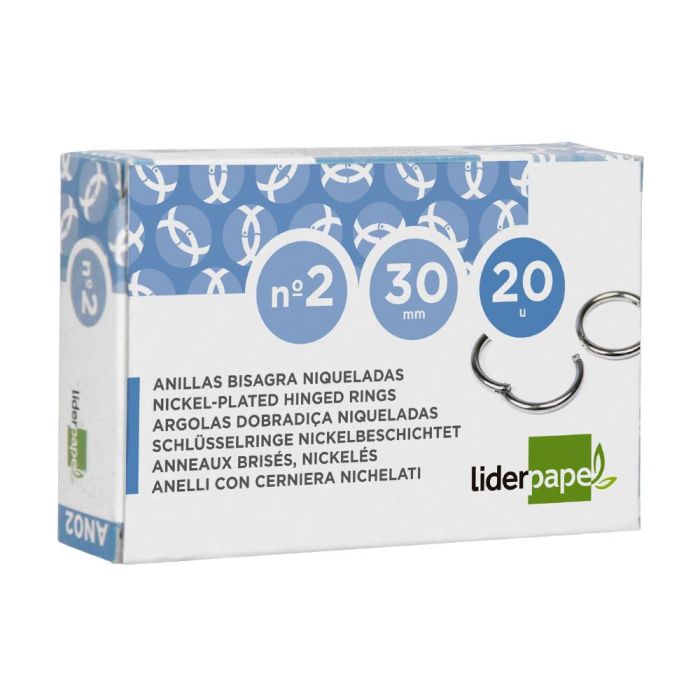 Anilla Bisagra Liderpapel Niquelada N.2 Diametro 30 mm Caja De 20 Unidades 3