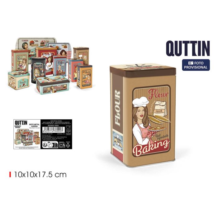 Bote de metal para harina Quttin 10x10x17.5 cm (12 Unidades) Bote de metal para harina Quttin 10x10x17.5 cm (12 Unidades)