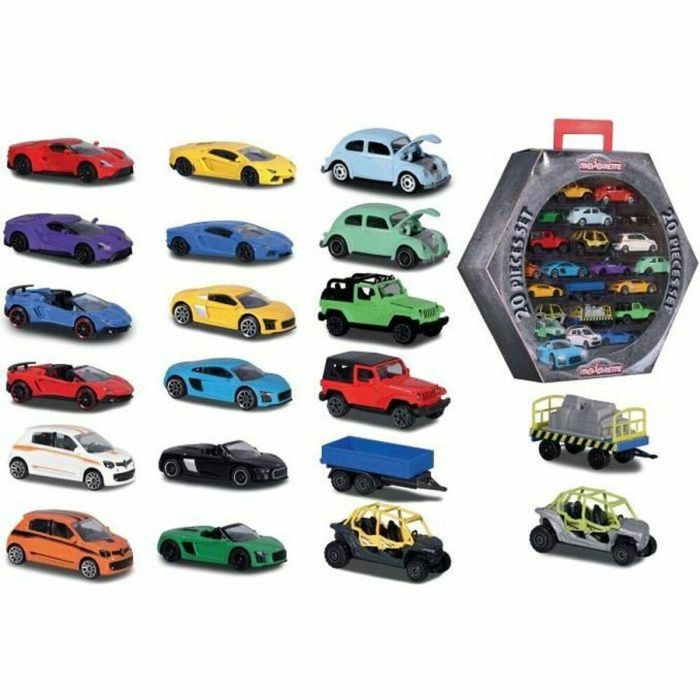 Majorette Set 20 Vehículos Metálicos Coleccionables a Escala 1:64 - Incluye Street Car, SOS y Racing con Partes Móviles