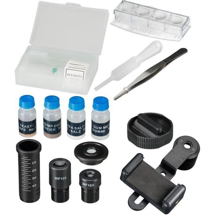 Microscopio Biolux SEL con sistema de zoom - BRESSER JUNIOR - aumento 40x-1600x - soporte para smartphone - caja rígida blanca 2