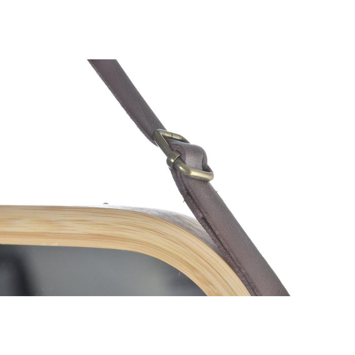 DKD Home Decor Espejo Scandi con Marco de Bambú y PU Natural - 40.5 cm Alto x 33 cm Ancho x 1.5 cm Fondo - Pack de 2 Unidades 2