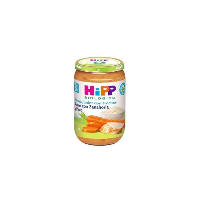 HIPP Potito Arroz con Zanahoria y Pavo 220g para Bebés +8 Meses Bio Sin Gluten ni Sal Añadida