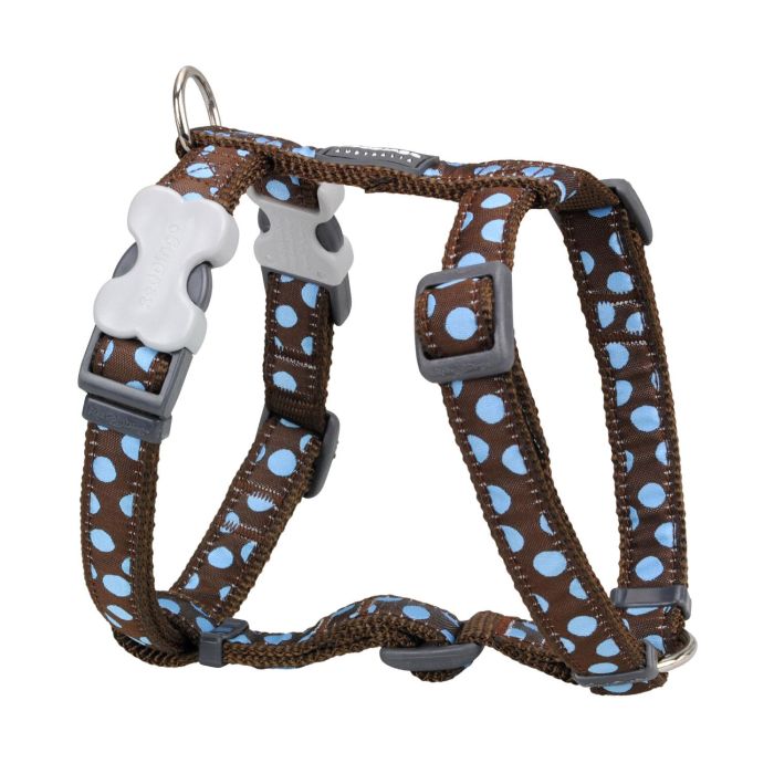 Red Dingo Arnés para Perros Spots Azul Nylon 20mm, Cuello 36-59cm, Cuerpo 45-66cm, Hebillas Gemelas, Diseño Robusto