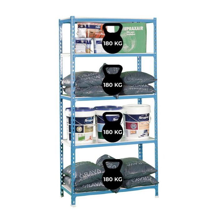 Simon Rack Simonclick 5/400 Estantería metálica sin tornillos, 5 estantes, 180kg por nivel, 1800x900x400mm 2 Simon Rack Simonclick 5/400 Estantería metálica sin tornillos, 5 estantes, 180kg por nivel, 1800x900x400mm 2