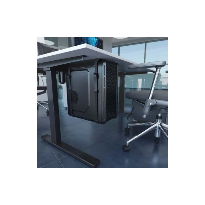 AISENS - SOPORTE PARA CPU DEBAJO DE ESCRITORIO CON CORREA, NEGRO