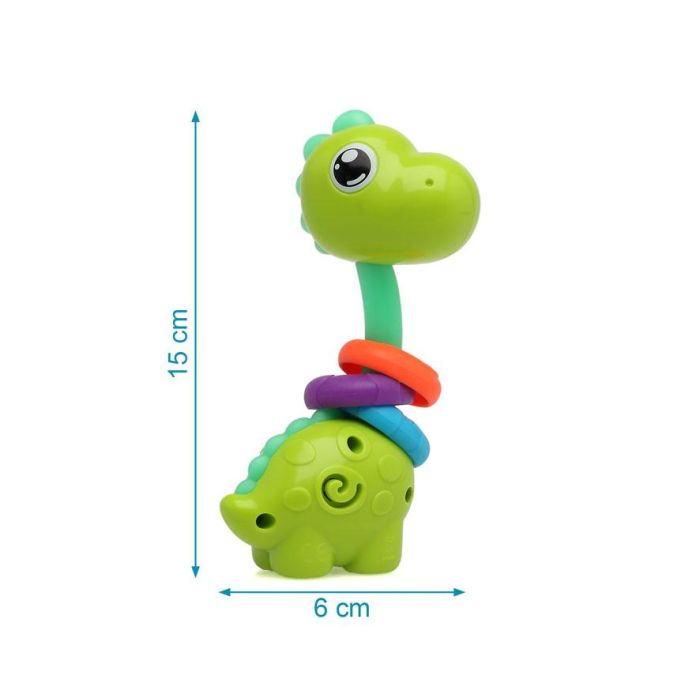 KioKids Mordedor Musical Dinosaurio Multicolor para Bebés con Sonajero, Gira 360º, Plástico Verde, Alivia Dentición +3 Meses 3 KioKids Mordedor Musical Dinosaurio Multicolor para Bebés con Sonajero, Gira 360º, Plástico Verde, Alivia Dentición +3 Meses 3