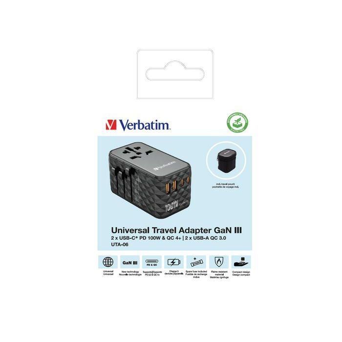 Verbatim Uta-06 Adaptador Universal De Viaje Con 2 Puerto Usb-C - 2 Puerto Usb-A 14 Verbatim Uta-06 Adaptador Universal De Viaje Con 2 Puerto Usb-C - 2 Puerto Usb-A 14