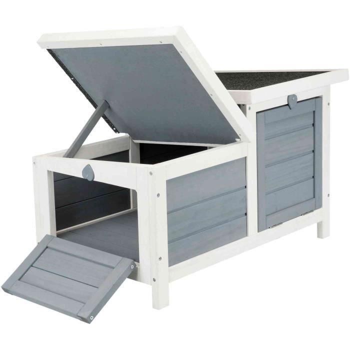 Trixie Hábitat Natura para Conejos - 70x43x45cm - Dos Entradas - Blanco y Gris 4