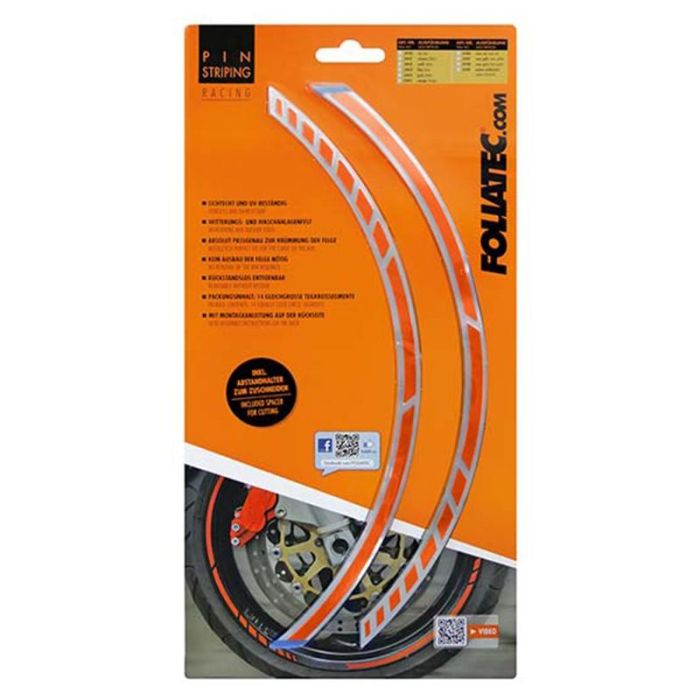 Foliatec FO34445 Pin Striping Racing Naranja 14 Bandas 7x41cm Autoadhesivas con Espaciador Resistentes UV para Llantas Bicicleta/Moto Foliatec FO34445 Pin Striping Racing Naranja 14 Bandas 7x41cm Autoadhesivas con Espaciador Resistentes UV para Llantas Bicicleta/Moto