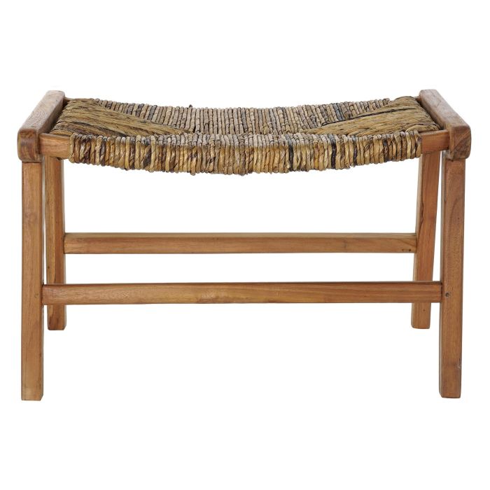 DKD Home Decor Descalzadora Alpino de Teca y Fibra Natural Marrón Claro – Banco Zapatero Asiento 65x47x40 cm, Altura Asiento 39 cm 3
