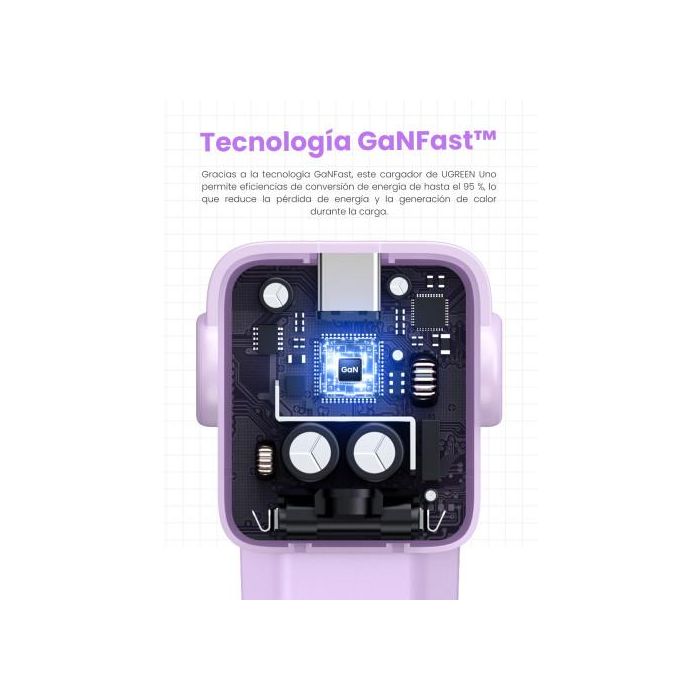 UGREEN 35291 Cargador Nexode RG 65W GaN 3 Puertos USB C/A Carga Rápida, Pantalla LED, Rosa 12