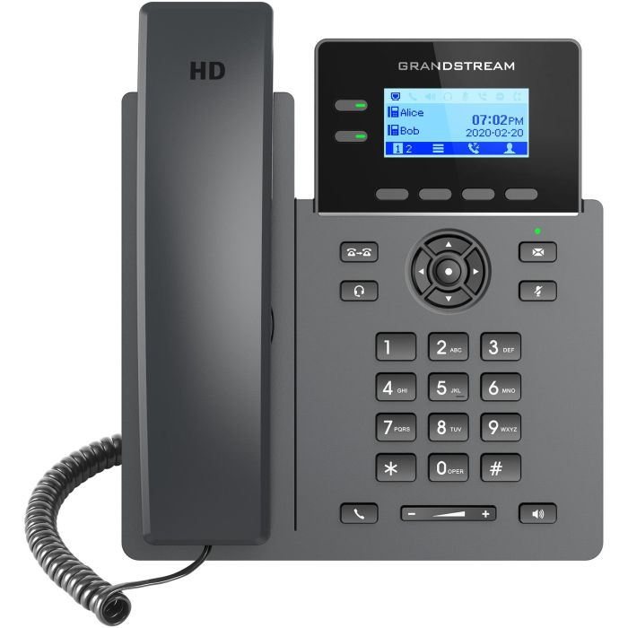 Grandstream GRP-2602P Teléfono IP Carrier-Grade con PoE, 2 Líneas, Pantalla LCD, Negro, Montaje en Pared