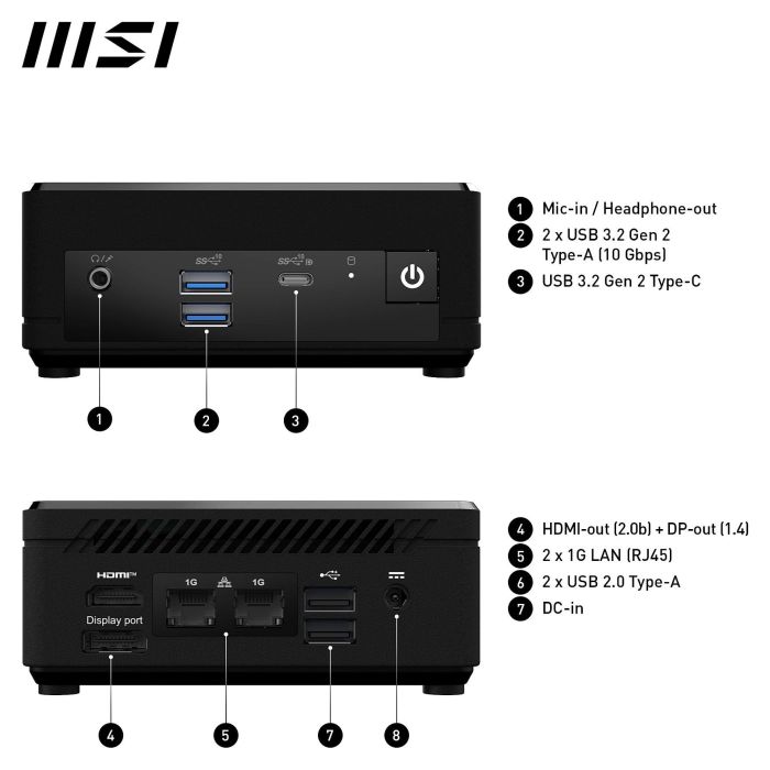 MSI Cubi N ADL-006DE Mini PC Intel N200/4GB RAM/128GB SSD Windows 11 Pro Negro 124mm x 124mm x 53.7mm 12