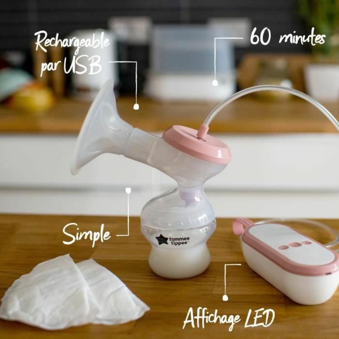 Tommee Tippee, Bombado de leche eléctrico hecho para mí, recargable por USB, silencioso y transportable, incluida la botella incluida 1