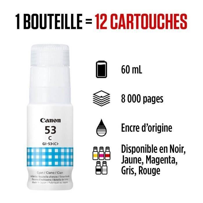 Canon Gi 53C Bote de Tinta Cian para Modelos de Impresora Canon Pixma G650 y G550, con 60 ml de Volumen para Recarga 1 Canon Gi 53C Bote de Tinta Cian para Modelos de Impresora Canon Pixma G650 y G550, con 60 ml de Volumen para Recarga 1